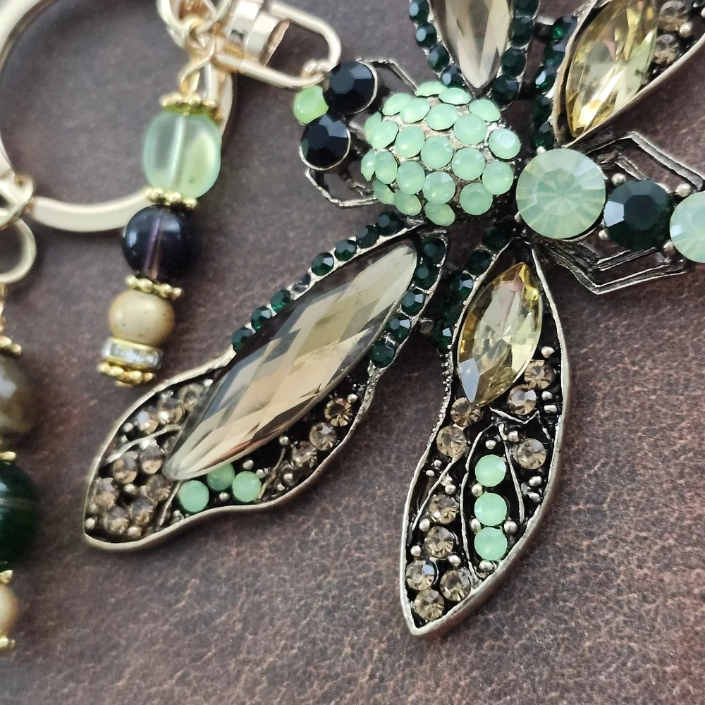 Dragonfly Over-sized Purse Charm or Keychain Jade Jasper Handcrafted